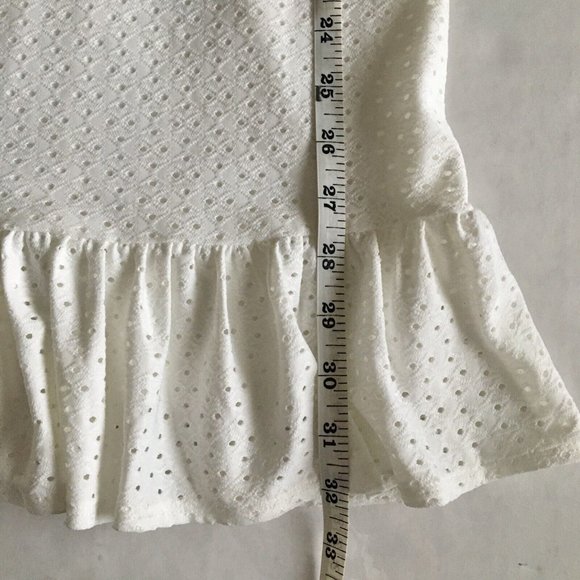 Speechless Women's White Eyelet Puff Sleeve Dress Size Medium - Picture 13 of 14